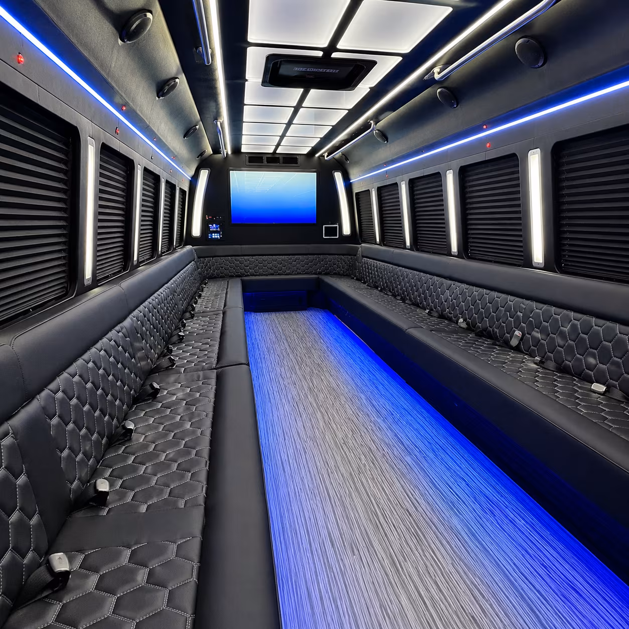 oceanside 50 passenger party bus inside